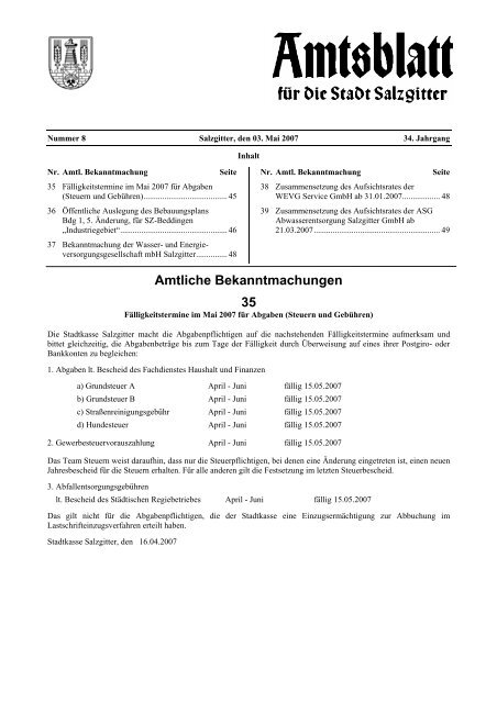 Amtliche Bekanntmachungen 35 - Stadt Salzgitter