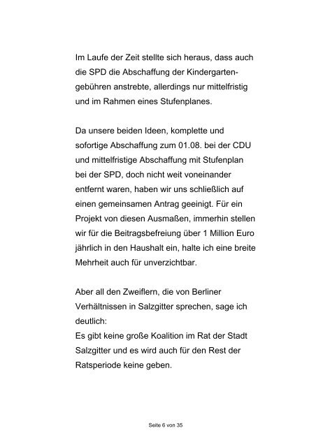 Haushaltsrede der CDU - Stadt Salzgitter