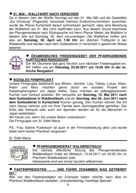 Pfarrbrief Nr. 15-18_2011 - Katholische Pfarrgemeinden ...