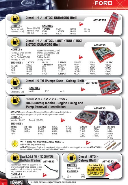 AUTOMOTIVE SPECIALISED SERVICE TOOLS - SAM Outillage