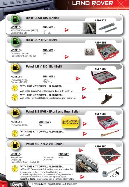 AUTOMOTIVE SPECIALISED SERVICE TOOLS - SAM Outillage