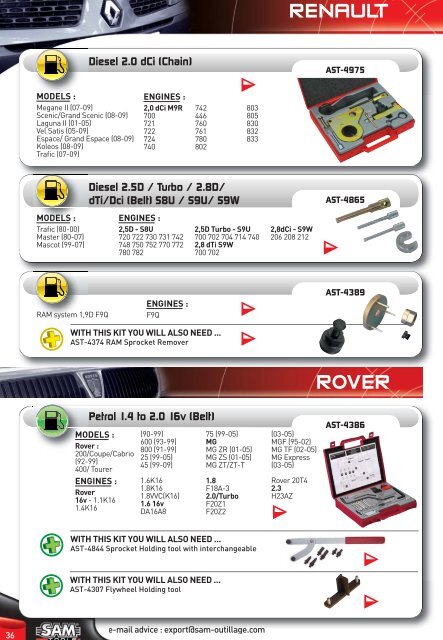 AUTOMOTIVE SPECIALISED SERVICE TOOLS - SAM Outillage