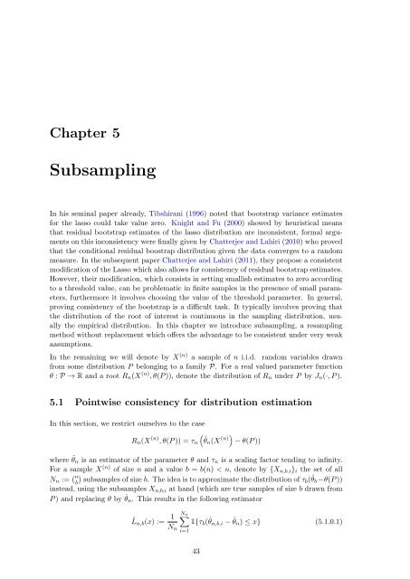 Subsampling estimates of the Lasso distribution.