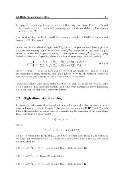 Subsampling estimates of the Lasso distribution.