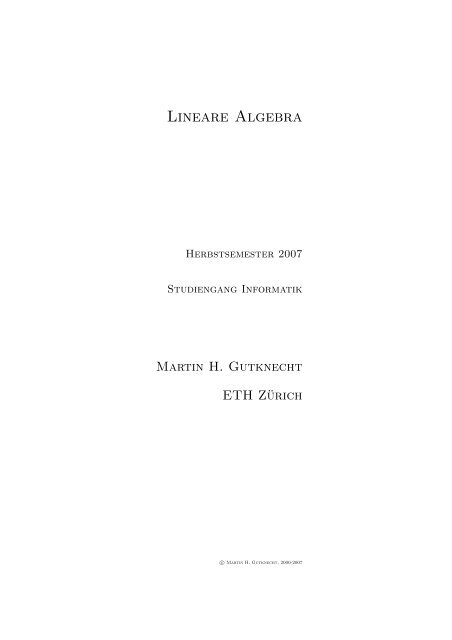 Lineare Algebra - SAM - ETH ZÃ¼rich