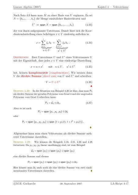 Lineare Algebra - SAM - ETH ZÃ¼rich