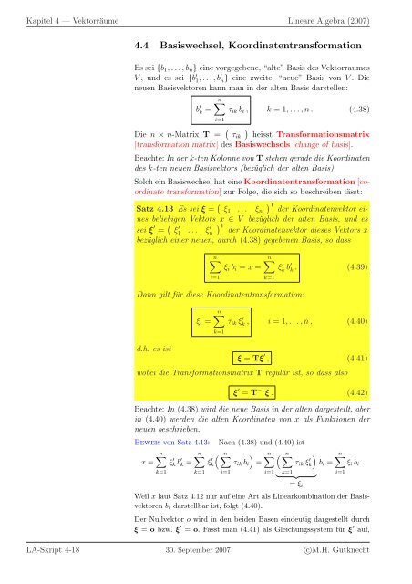 Lineare Algebra - SAM - ETH ZÃ¼rich