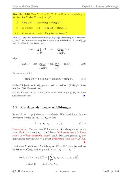 Lineare Algebra - SAM - ETH ZÃ¼rich