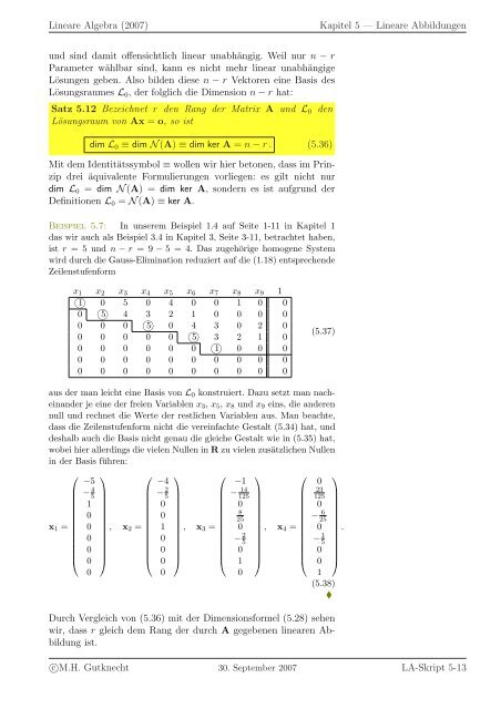 Lineare Algebra - SAM - ETH ZÃ¼rich