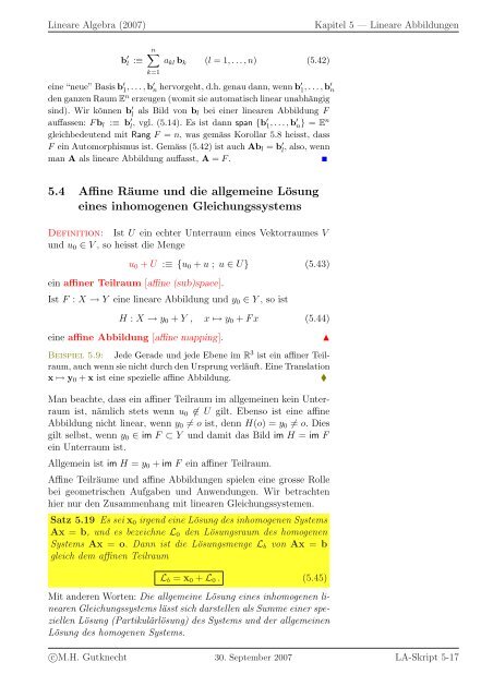 Lineare Algebra - SAM - ETH ZÃ¼rich