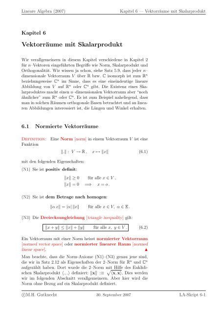 Lineare Algebra - SAM - ETH ZÃ¼rich