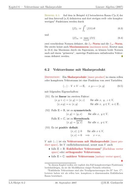 Lineare Algebra - SAM - ETH ZÃ¼rich