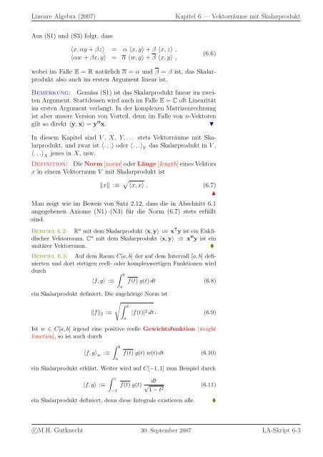 Lineare Algebra - SAM - ETH ZÃ¼rich