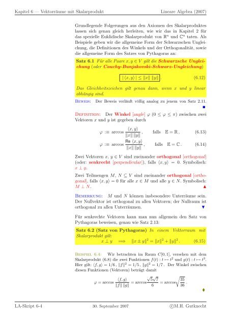 Lineare Algebra - SAM - ETH ZÃ¼rich