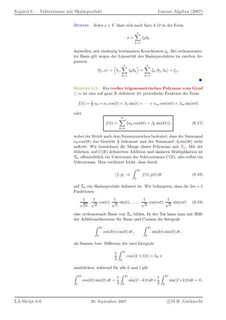 Lineare Algebra - SAM - ETH ZÃ¼rich