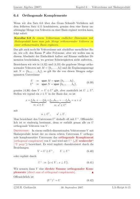 Lineare Algebra - SAM - ETH ZÃ¼rich