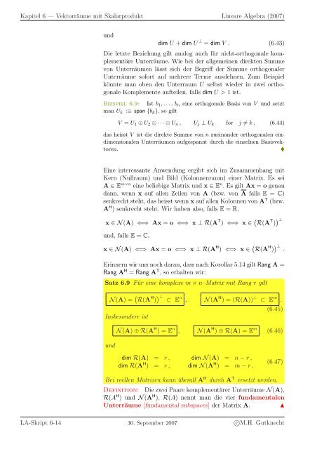 Lineare Algebra - SAM - ETH ZÃ¼rich