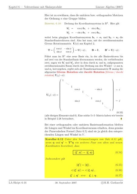 Lineare Algebra - SAM - ETH ZÃ¼rich