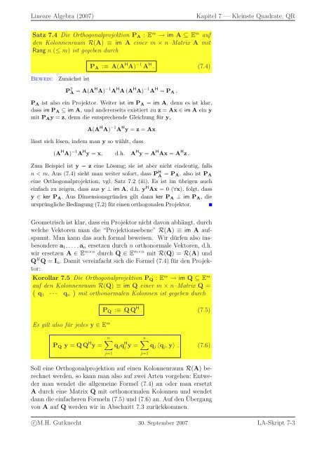 Lineare Algebra - SAM - ETH ZÃ¼rich