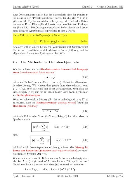 Lineare Algebra - SAM - ETH ZÃ¼rich