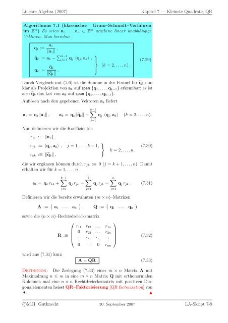 Lineare Algebra - SAM - ETH ZÃ¼rich