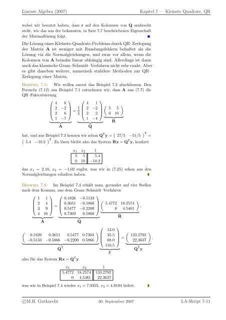 Lineare Algebra - SAM - ETH ZÃ¼rich