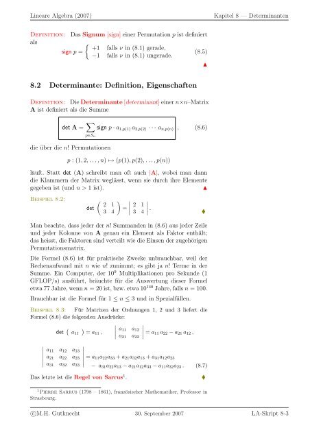 Lineare Algebra - SAM - ETH ZÃ¼rich