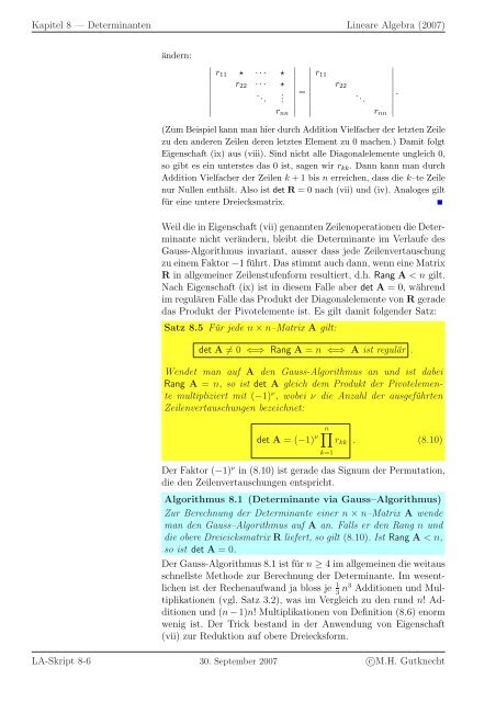 Lineare Algebra - SAM - ETH ZÃ¼rich