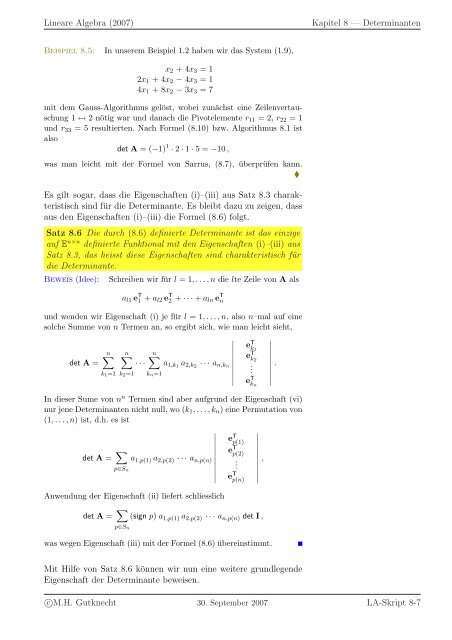 Lineare Algebra - SAM - ETH ZÃ¼rich