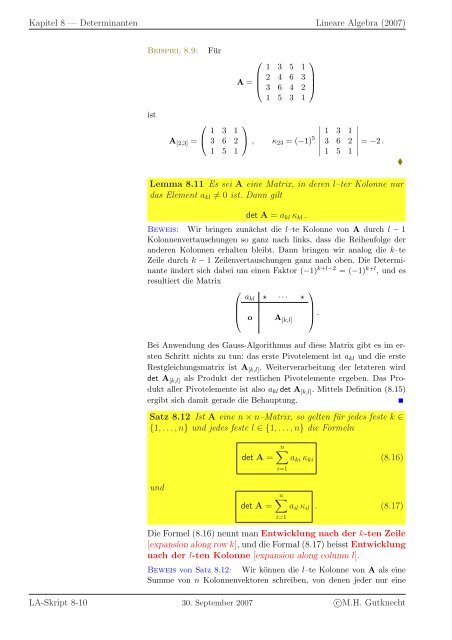 Lineare Algebra - SAM - ETH ZÃ¼rich