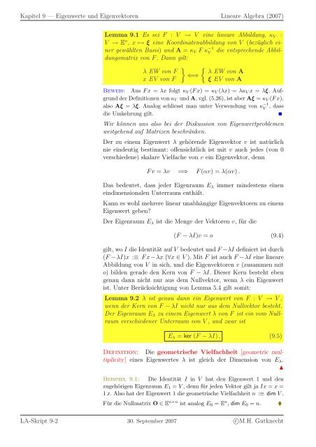 Lineare Algebra - SAM - ETH ZÃ¼rich