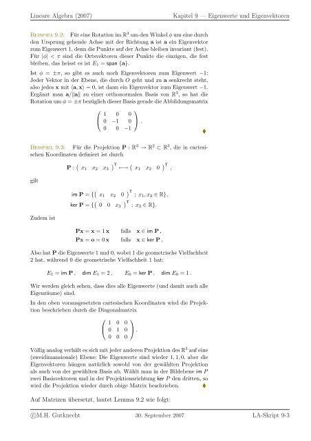 Lineare Algebra - SAM - ETH ZÃ¼rich