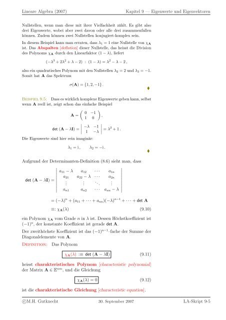 Lineare Algebra - SAM - ETH ZÃ¼rich