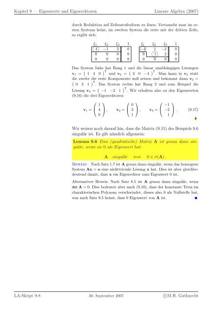 Lineare Algebra - SAM - ETH ZÃ¼rich