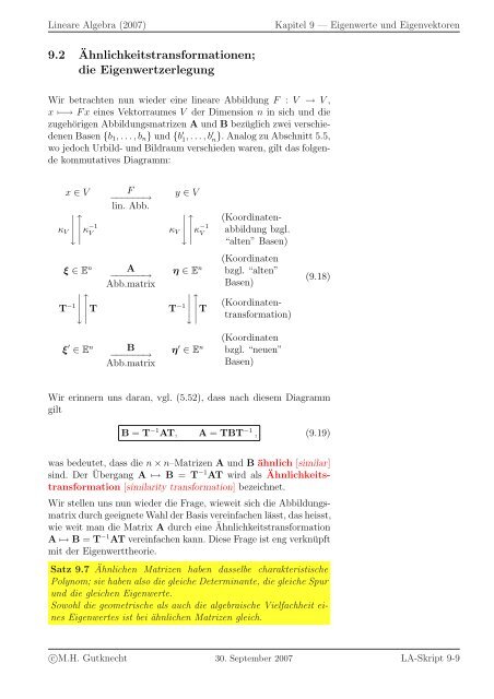 Lineare Algebra - SAM - ETH ZÃ¼rich