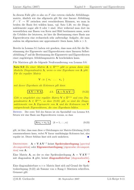 Lineare Algebra - SAM - ETH ZÃ¼rich