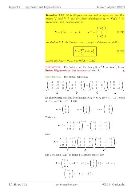 Lineare Algebra - SAM - ETH ZÃ¼rich