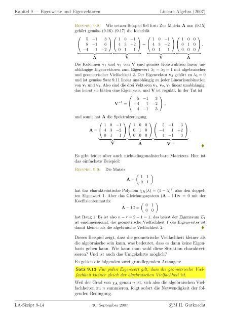 Lineare Algebra - SAM - ETH ZÃ¼rich