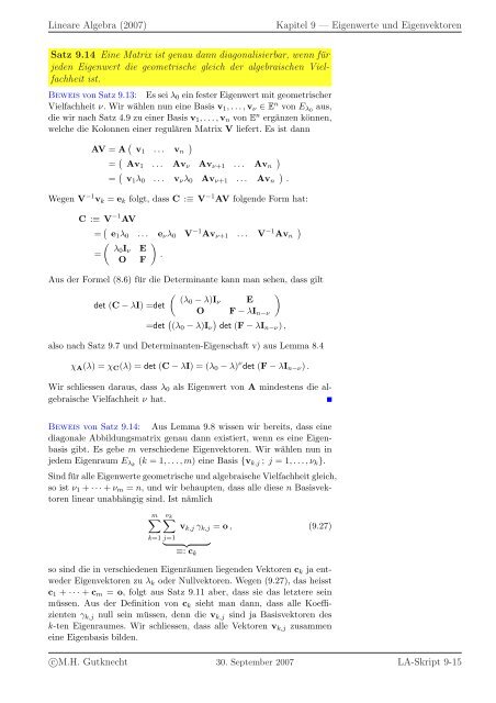 Lineare Algebra - SAM - ETH ZÃ¼rich