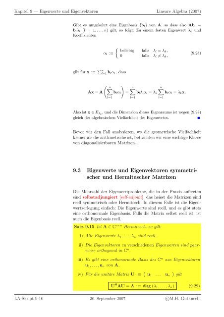 Lineare Algebra - SAM - ETH ZÃ¼rich