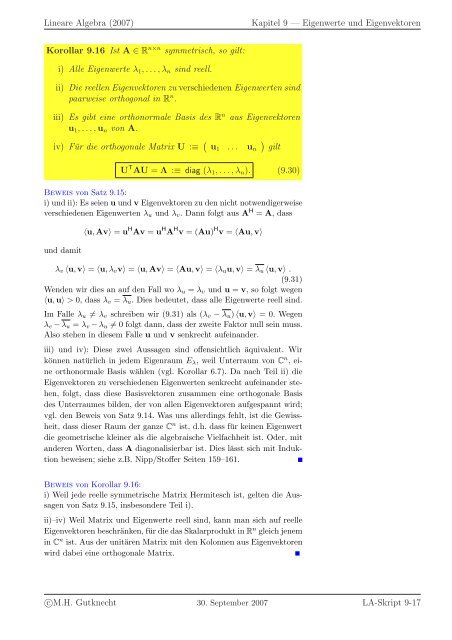 Lineare Algebra - SAM - ETH ZÃ¼rich