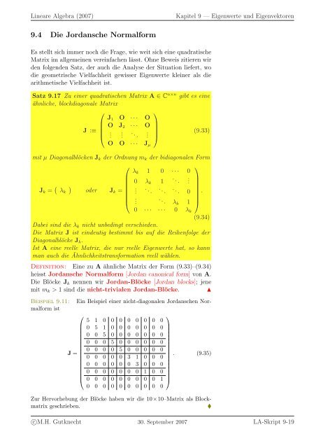 Lineare Algebra - SAM - ETH ZÃ¼rich