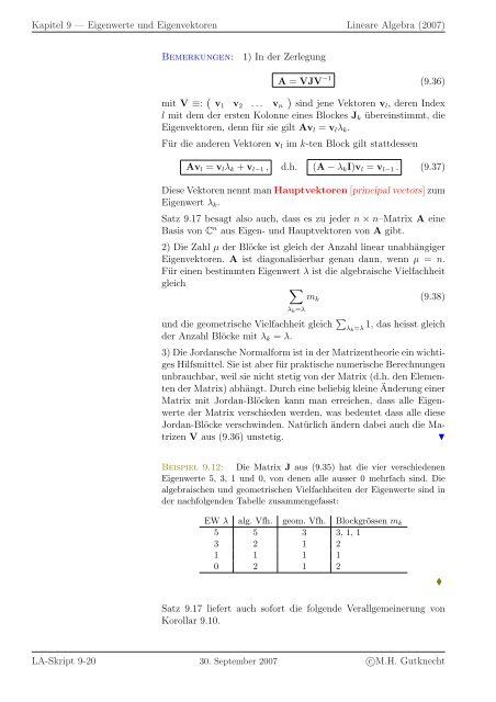 Lineare Algebra - SAM - ETH ZÃ¼rich