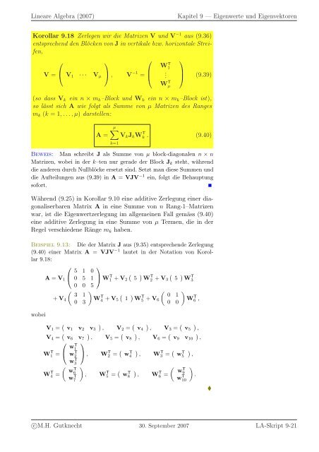 Lineare Algebra - SAM - ETH ZÃ¼rich