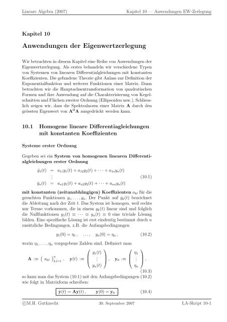 Lineare Algebra - SAM - ETH ZÃ¼rich