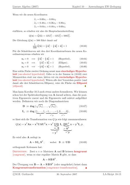 Lineare Algebra - SAM - ETH ZÃ¼rich