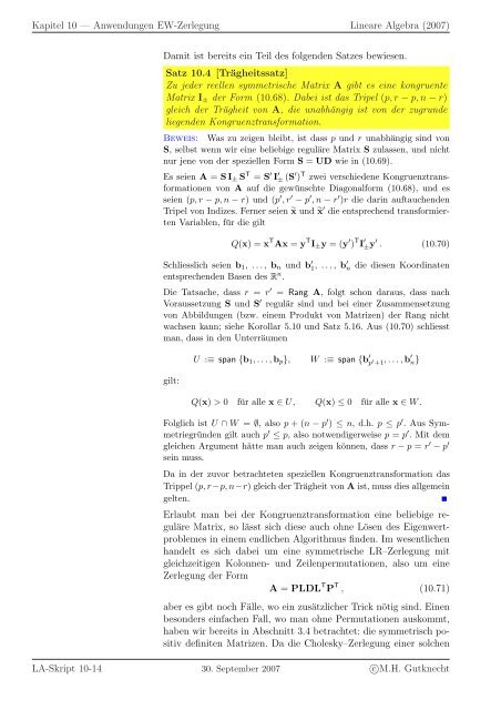 Lineare Algebra - SAM - ETH ZÃ¼rich