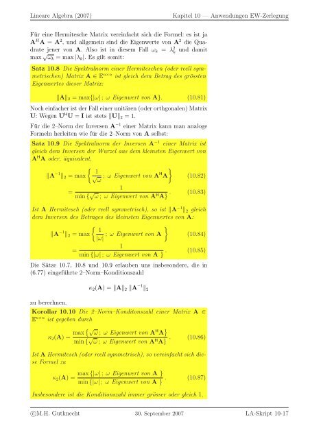 Lineare Algebra - SAM - ETH ZÃ¼rich