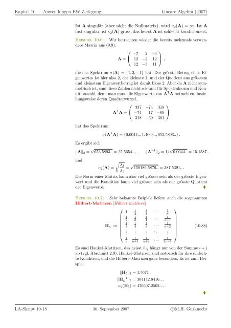 Lineare Algebra - SAM - ETH ZÃ¼rich