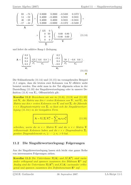 Lineare Algebra - SAM - ETH ZÃ¼rich